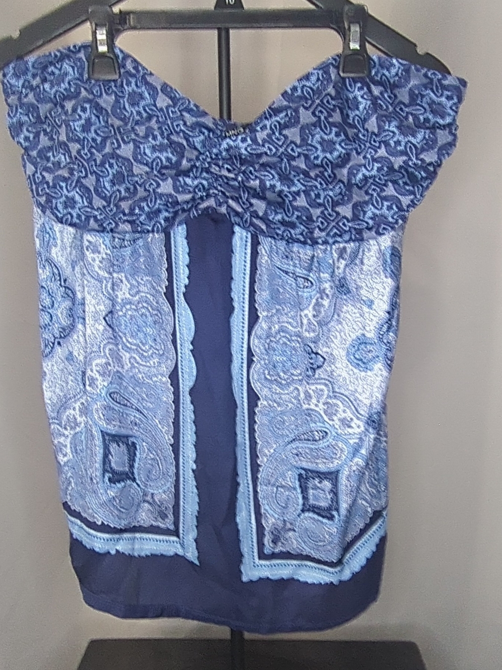 Blue Paisley Strapless Tube Tank Top